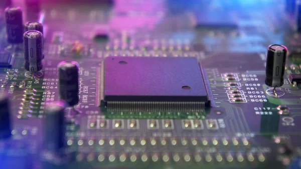 Microchips on a circuit board. Stock Picture