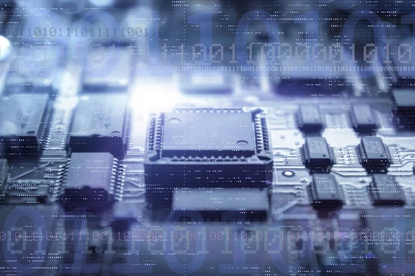 Abstract background with a circuit board and digits. — Stock Photo, Image