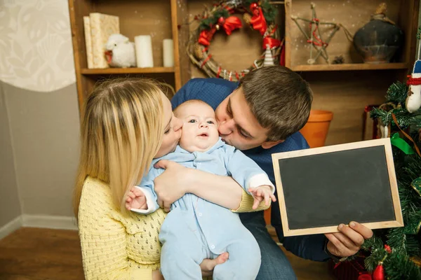 Portrait of happy family in Christmas — Stock Photo, Image