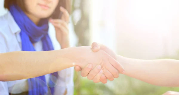 Accogliente stretta di mano di un uomo d'affari e del cliente — Foto Stock