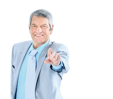 İşadamı yaş, işaret parmağını