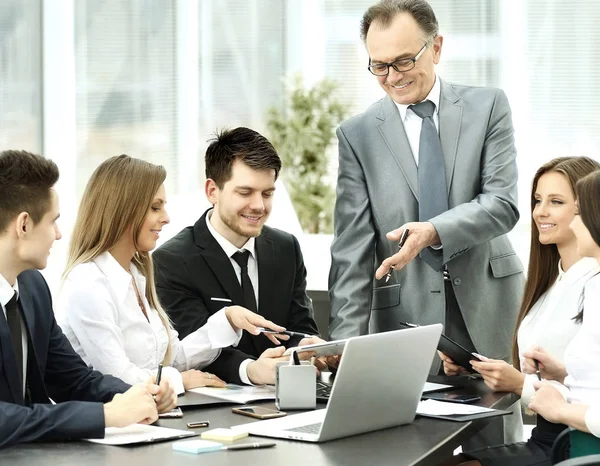 Successful businessman business team at a seminar in modern office — Stock Photo, Image