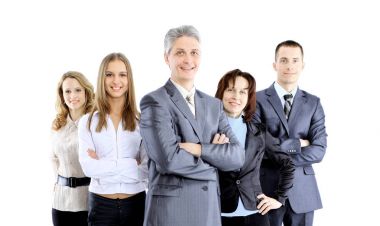 Grup iş adamları birbirine bakacak