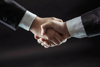 Ortaklık iş kavramı: bir el sıkışma iş ortakları.