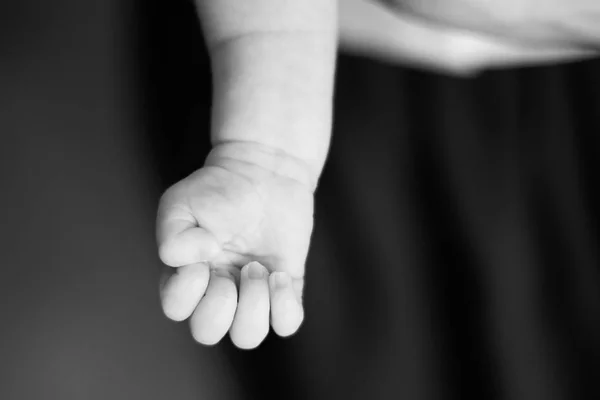 Mano de un bebé recién nacido acostado en los brazos de su padre —  Fotos de Stock