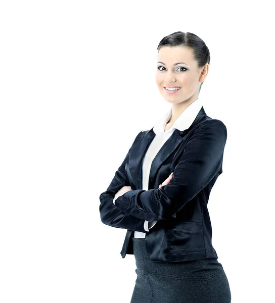 Hermosa mujer de negocios bonitas sonrisas. aislado sobre fondo blanco . —  Fotos de Stock