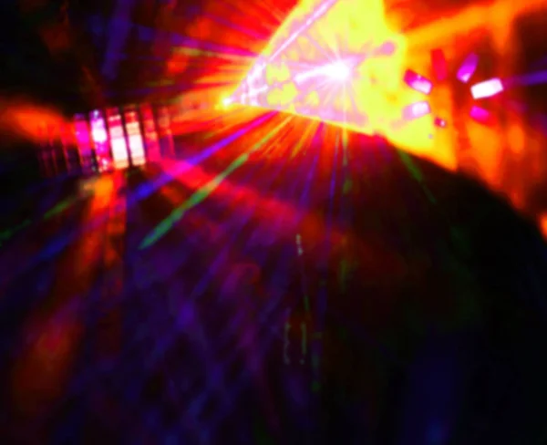 Lighting disco with bright beams of searchlight, laser show. — Stock Photo, Image
