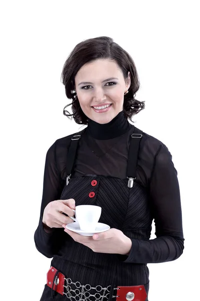 CloseUp.Young бізнес жінка з чашкою кави. — стокове фото