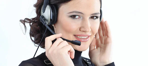 Closeup.portrait de un centro de llamadas de empleados — Foto de Stock