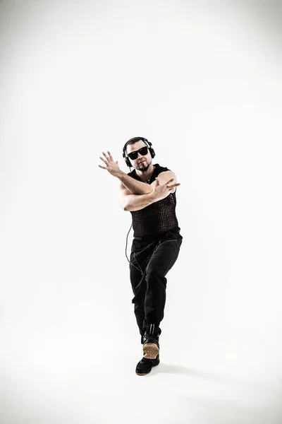 Nejlepší rapper tančící break dance .photo na bílém pozadí. — Stock fotografie