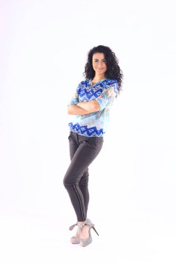 tam büyüme - beyaz bir arka plan üzerinde başarılı öğrenci kız portre