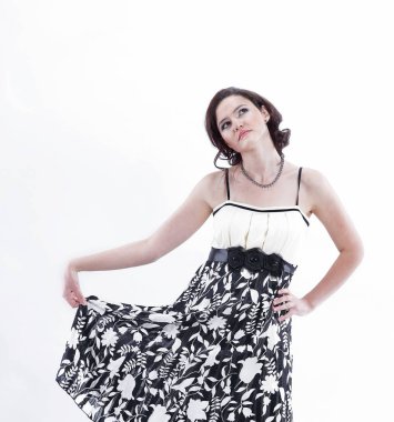 Beyaz genç şık modern woman.isolated portresi