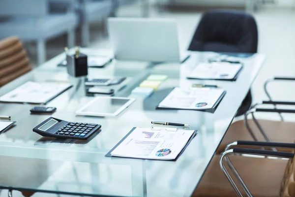 Desk with the documents prepared by the beginning of business negotiation