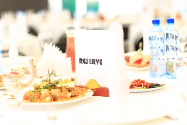 Catering table set service with silverware — Stock Photo, Image