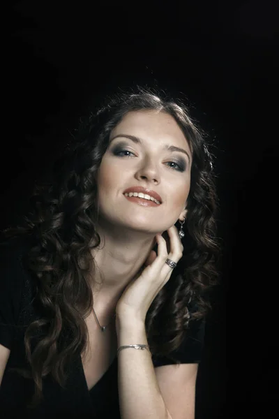 Closeup. portrait of beautiful woman with evening make-up — Stock Photo, Image