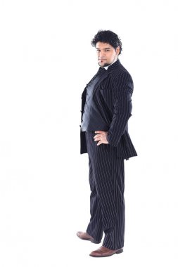 portre tam büyüme - takım elbise beyaz arka plan üzerinde başarılı bir işadamı olduğunu