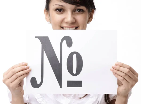 Mulher de negócios mostrando cartaz com o número da palavra  . — Fotografia de Stock