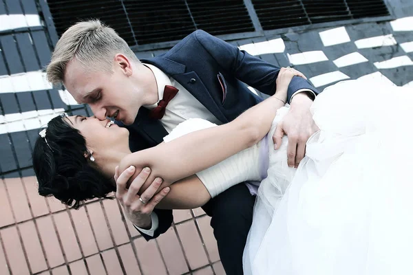 Retrato del novio besa a su novia —  Fotos de Stock
