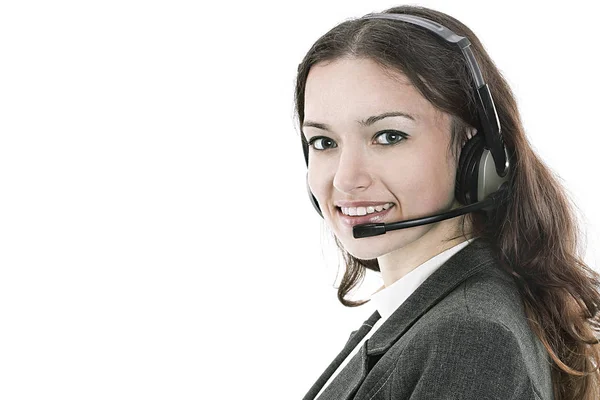 Primo piano Ritratto di un call center dipendente. — Foto Stock