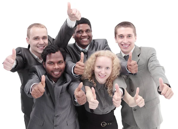 Team di lavoro internazionale mostrando pollici in su. il concetto di t — Foto Stock