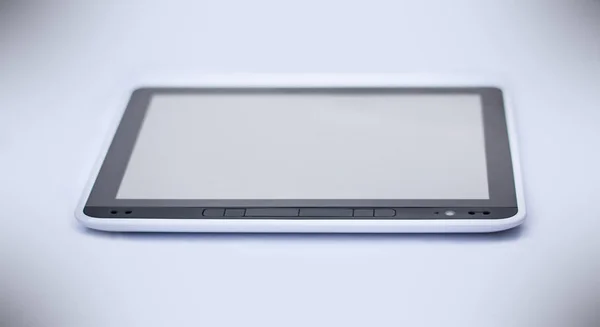 Closeup. Pc tablet hitam. terisolasi pada latar belakang hitam . — Stok Foto