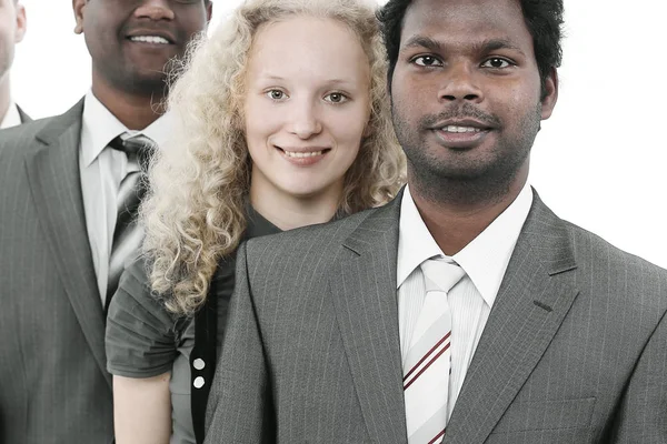 Portret van een man en vrouw kantoorpersoneel glimlachen — Stockfoto