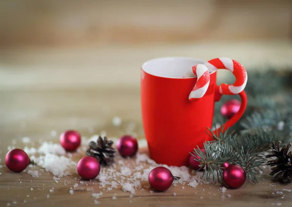 Christmas card. Christmas mug on Christmas background — Stock Photo, Image