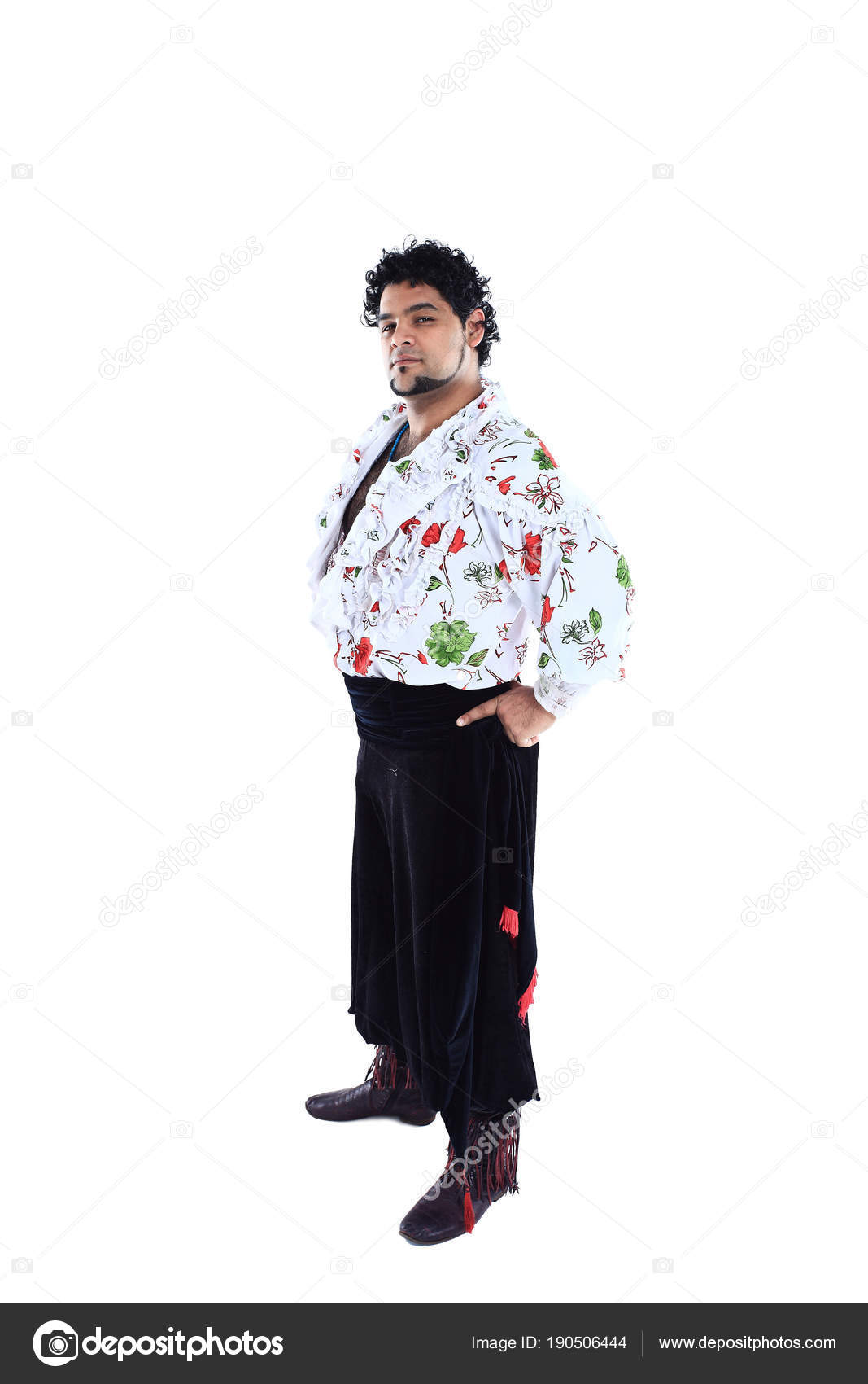 Retrato de um dan arino masculino profissional em traje cigano em
