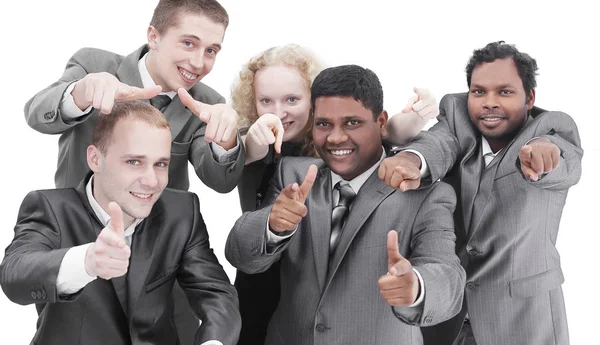 Equipe de negócios internacional de sucesso mostrando as mãos para a frente — Fotografia de Stock