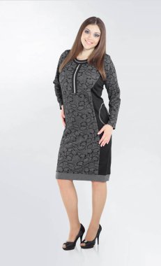 iş style.plus boyutu. kadın beyaz üzerine şık bir dress.isolated modelinde