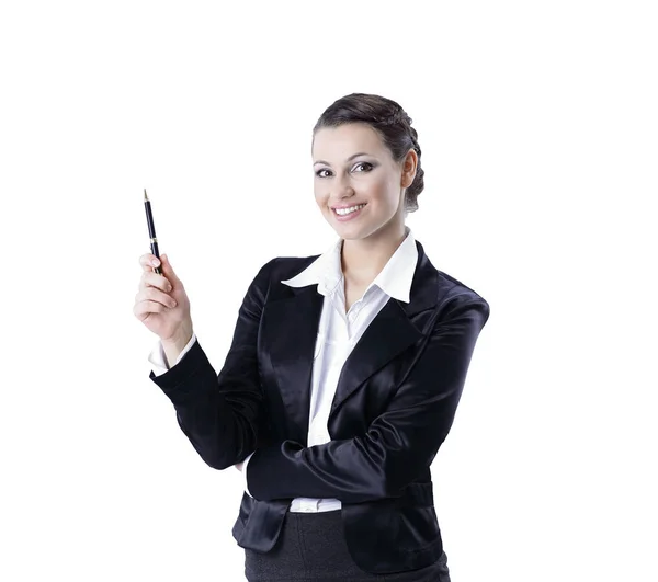 Retrato de mujer de negocios confidente.aislado en blanco — Foto de Stock