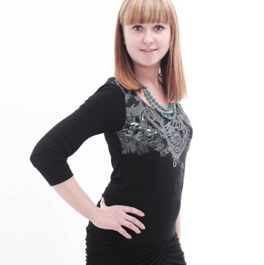 bir beyaz üzerine başarılı bir genç woman.isolated portresi