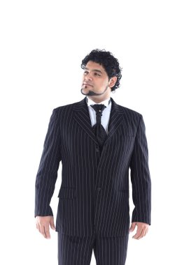 iş kıyafeti ile kravat beyaz arka plan üzerinde başarılı bir işadamı portresi