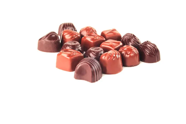 Primo piano set di cioccolatini isolati su white.photo con spazio di copia — Foto Stock