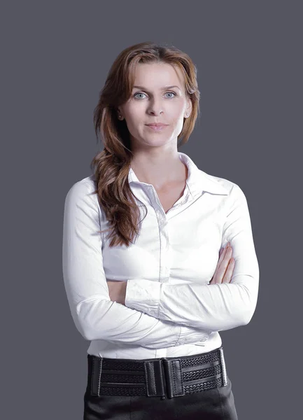 Retrato de mulher de negócios confiante .isolated no escuro — Fotografia de Stock