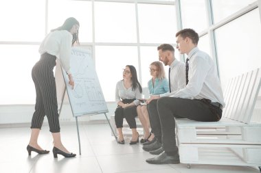 iş kadını yeni bir proje bir sunum yapar .