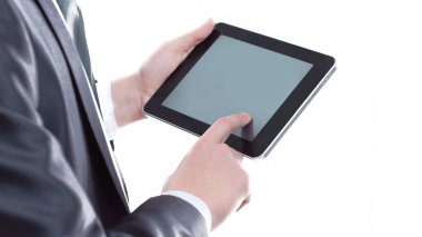 Dijital tablet ekran dokunarak up.businessman kapatın