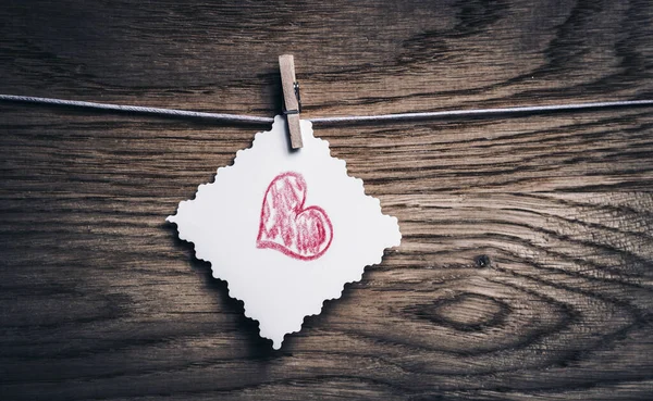 Piros szív üzenet kártyát és a kép a Valentin-nap — Stock Fotó