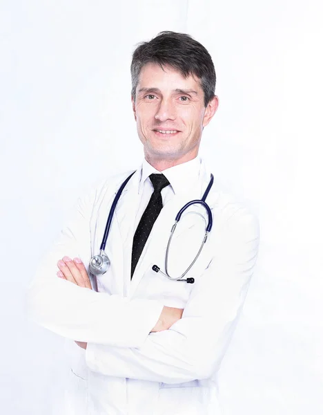Porträtt av en framgångsrik läkare terapeut.isolerad på vit — Stockfoto