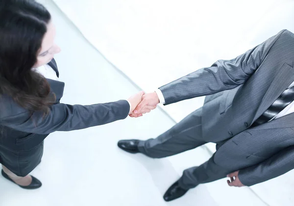 Closeup.the handshake business partners. isolated on a white — Stock Photo, Image