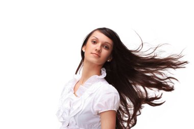 portre. Kendine güvenen genç bir kadın portresi.