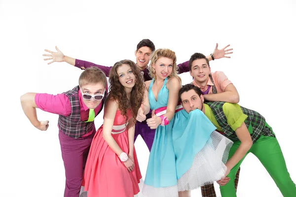 Creative group of young performers showing thumb up — Stock Photo, Image