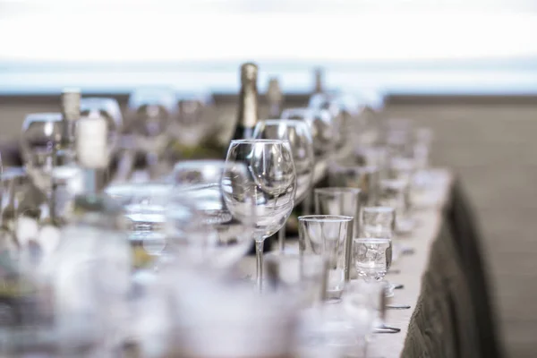 Close up.table no restaurante antes do banquete — Fotografia de Stock