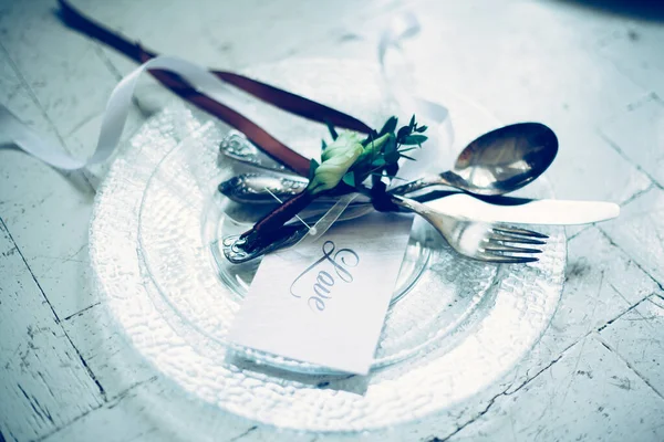 Imagem de fundo de Talheres e um convite para um banquete — Fotografia de Stock