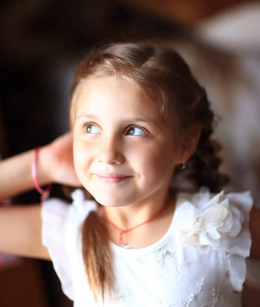 Closeup. portrait of a cute little girl. photo in retro style — Stock Photo, Image