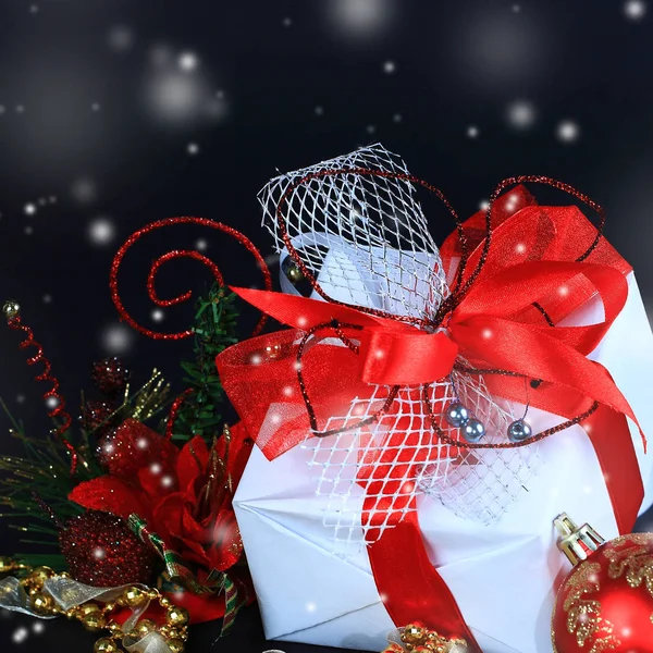 Close up. big box with Christmas gifts — Stock Photo, Image