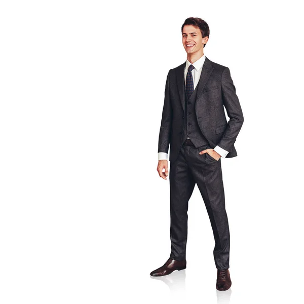 Porträtt av en framgångsrik affärsman i kostym. isolerad på vitt — Stockfoto
