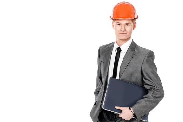 Em pleno growth.young arquiteto engenheiro com laptop — Fotografia de Stock