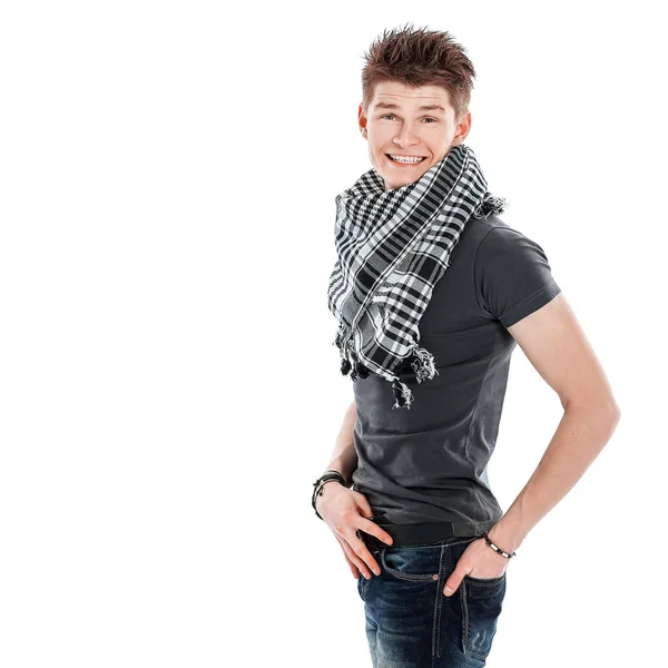 Стильный современный парень с шарфом . — стоковое фото