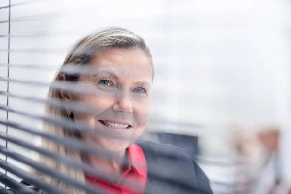 Successful Executive businesswoman standing near office window — Stock Photo, Image